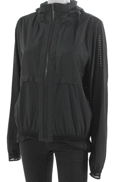 Shape Women Windbreaker Black Zip Long Sleeve Size L