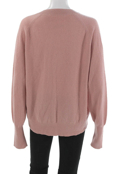 Veronica Beard Womens Pink Cashmere V-Neck Long Sleeve Pullover Sweater Size L
