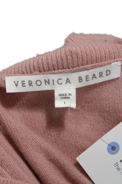 Veronica Beard Womens Pink Cashmere V-Neck Long Sleeve Pullover Sweater Size L