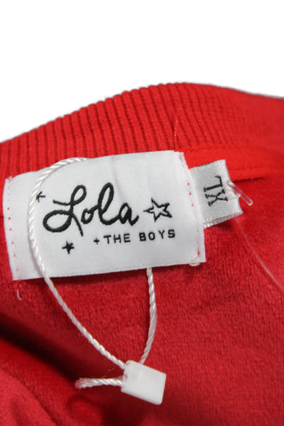 Lola + The Boys Teens Pullover Red Cotton Blend Crewneck Long Sleeve Size XL