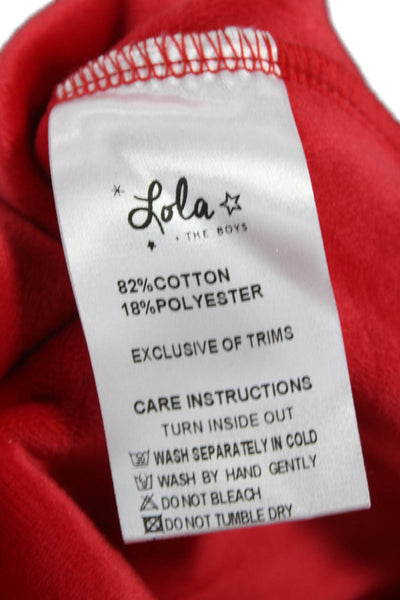 Lola + The Boys Teens Pullover Red Cotton Blend Crewneck Long Sleeve Size XL