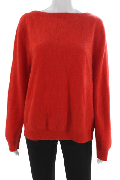 Zara Women Cashmere Boat Neck Red Pullover Long Sleeve Size L