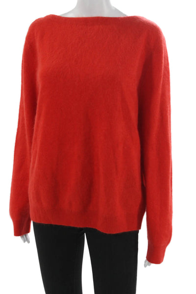 Zara Women Cashmere Boat Neck Red Pullover Long Sleeve Size L