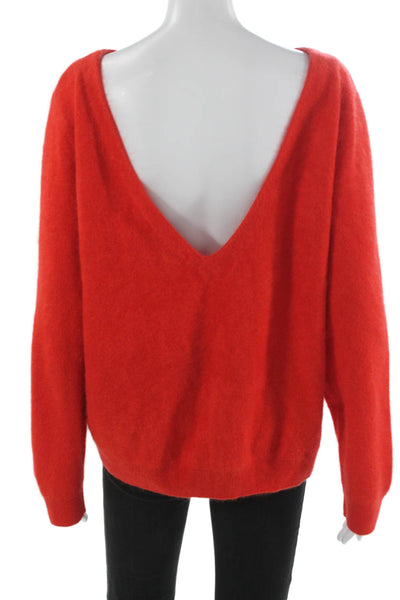 Zara Women Cashmere Boat Neck Red Pullover Long Sleeve Size L