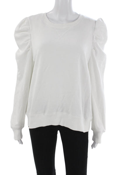 Rebecca Minkoff Women Pullover Sweater White Cotton Crewneck Long Sleeve Size XL