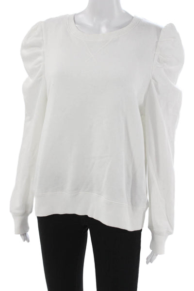 Rebecca Minkoff Women Pullover Sweater White Cotton Crewneck Long Sleeve Size XL