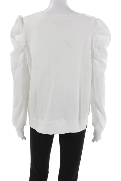 Rebecca Minkoff Women Pullover Sweater White Cotton Crewneck Long Sleeve Size XL