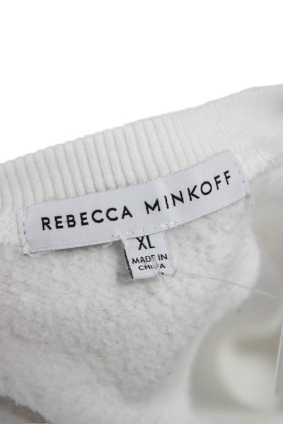 Rebecca Minkoff Women Pullover Sweater White Cotton Crewneck Long Sleeve Size XL