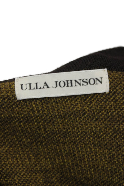 Ulla Johnson Womens Cardigan Brown Animal Print V-Neck 100% Wool Size XL