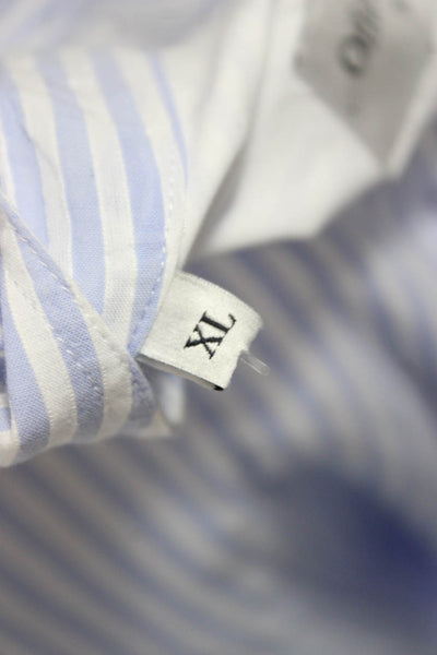 OFFICINE GENERALE Womens Striped Cotton Button-Up Blue Size XL