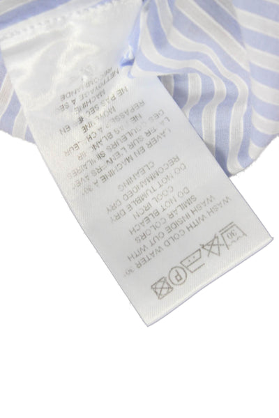 OFFICINE GENERALE Womens Striped Cotton Button-Up Blue Size XL