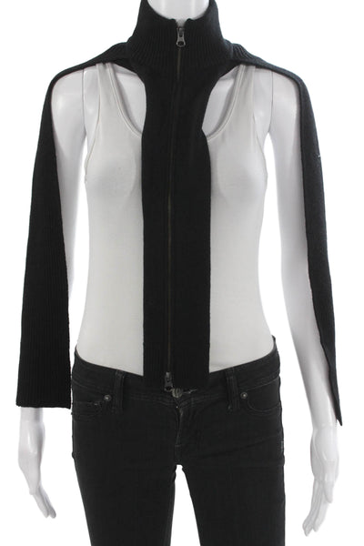 Veronica Beard Womens Black Merino Wool Mock Neck Zip Shrug Sweater Size One