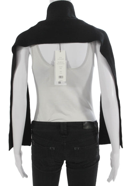 Veronica Beard Womens Black Merino Wool Mock Neck Zip Shrug Sweater Size One