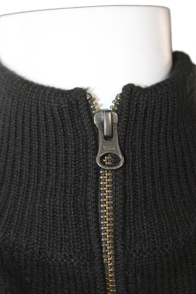 Veronica Beard Womens Black Merino Wool Mock Neck Zip Shrug Sweater Size One