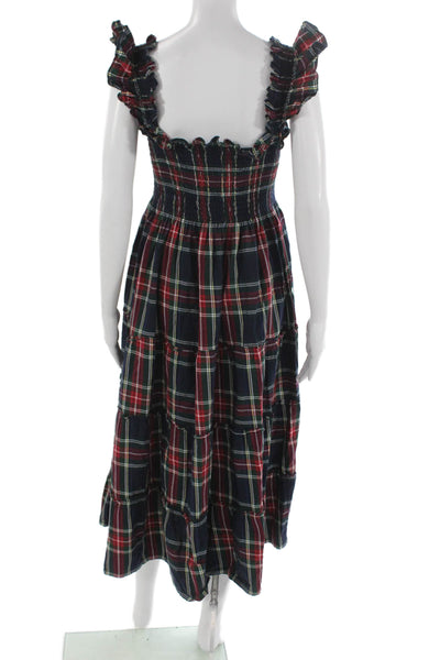 Hill House Women Sundress Plaid Multicolor Cotton Knee Length Size L