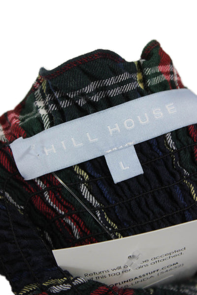 Hill House Women Sundress Plaid Multicolor Cotton Knee Length Size L