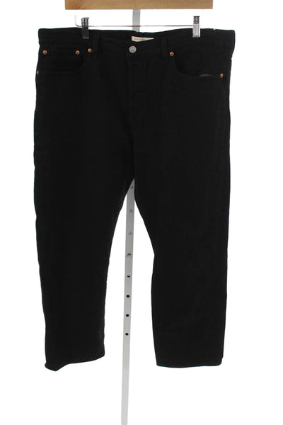 Levis Mens Straight Jeans Black High Rise Button Fly Size 34