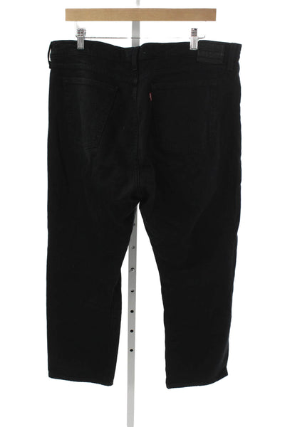 Levis Mens Straight Jeans Black High Rise Button Fly Size 34