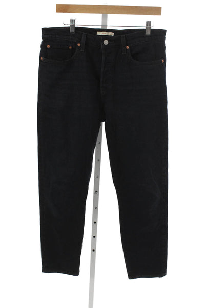 Levis Unisex Adults Jeans Tapered Black Button Mid Rise Size 31