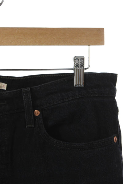 Levis Unisex Adults Jeans Tapered Black Button Mid Rise Size 31