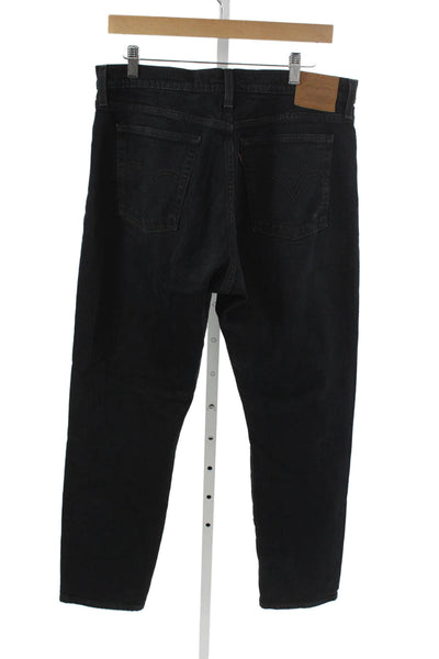 Levis Unisex Adults Jeans Tapered Black Button Mid Rise Size 31
