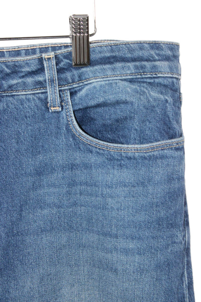 L Agence Women Blue Straight High Rise Cotton Blend Jeans Button Size 33