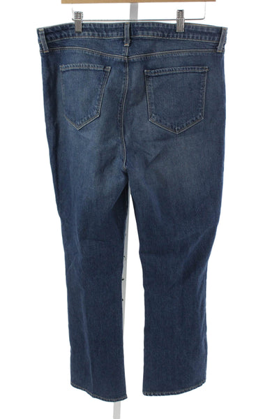 L Agence Women Blue Straight High Rise Cotton Blend Jeans Button Size 33