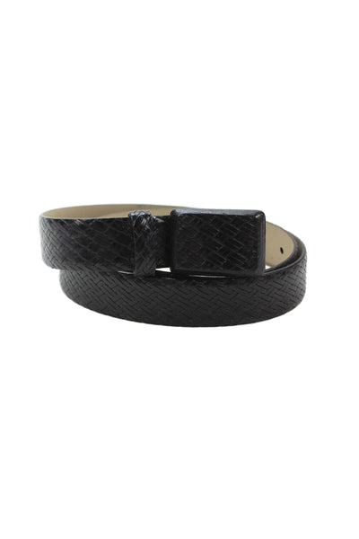 Via Spiga Womens Medium Width Leather Buckle Belt Black Size Large