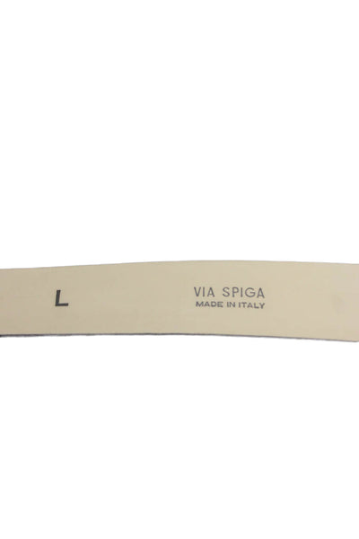 Via Spiga Womens Medium Width Leather Buckle Belt Black Size Large