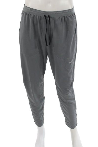 Nike Mens Gray Track Pants Drawstring Polyester Solid Fall Size M