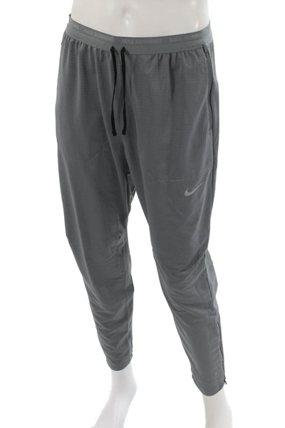 Nike Mens Gray Track Pants Drawstring Polyester Solid Fall Size M