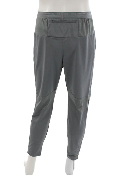 Nike Mens Gray Track Pants Drawstring Polyester Solid Fall Size M