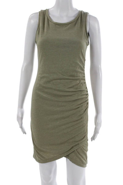 Leith Women Bodycon Dress Green Sleeveless Round Neck Short Size M