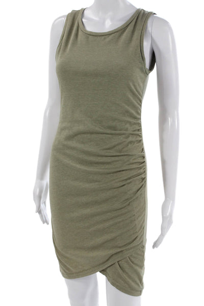 Leith Women Bodycon Dress Green Sleeveless Round Neck Short Size M