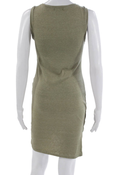 Leith Women Bodycon Dress Green Sleeveless Round Neck Short Size M