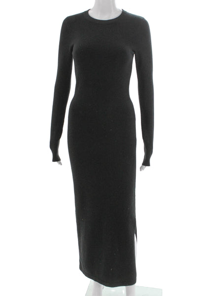 French Connection Women Maxi Dress Black Long Sleeve Crew Neck Size S