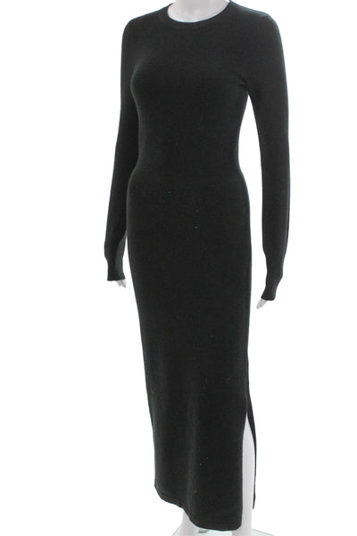 French Connection Women Maxi Dress Black Long Sleeve Crew Neck Size S