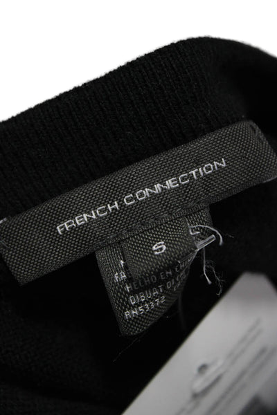 French Connection Women Maxi Dress Black Long Sleeve Crew Neck Size S