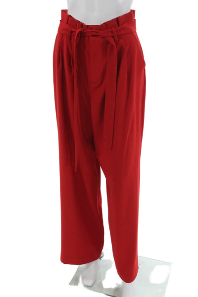 Alice + Olivia Womens Paperbag Waist Pants Red Polyester Zip Size 6