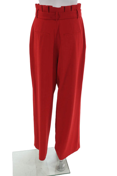Alice + Olivia Womens Paperbag Waist Pants Red Polyester Zip Size 6