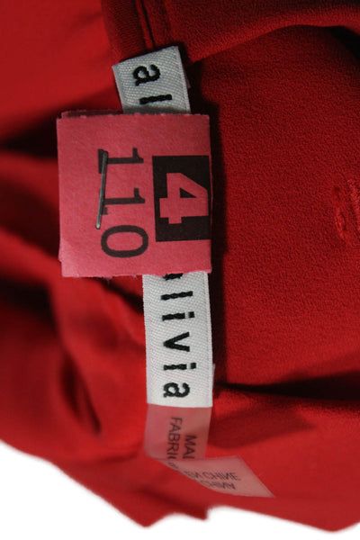 Alice + Olivia Womens Paperbag Waist Pants Red Polyester Zip Size 6