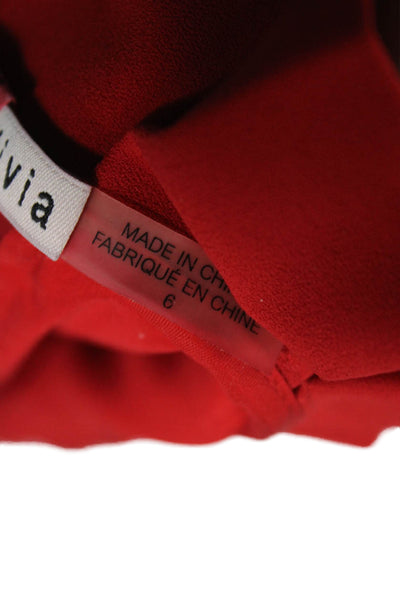 Alice + Olivia Womens Paperbag Waist Pants Red Polyester Zip Size 6