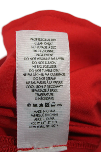 Alice + Olivia Womens Paperbag Waist Pants Red Polyester Zip Size 6