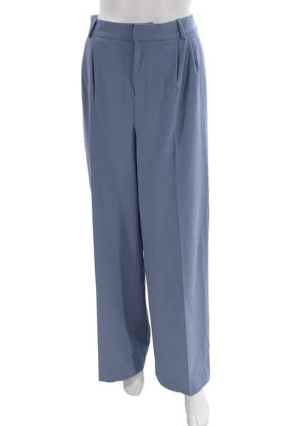 Open Edit Women Blue Dress Pants Polyester Hook & Eye Inseam 32 Size S