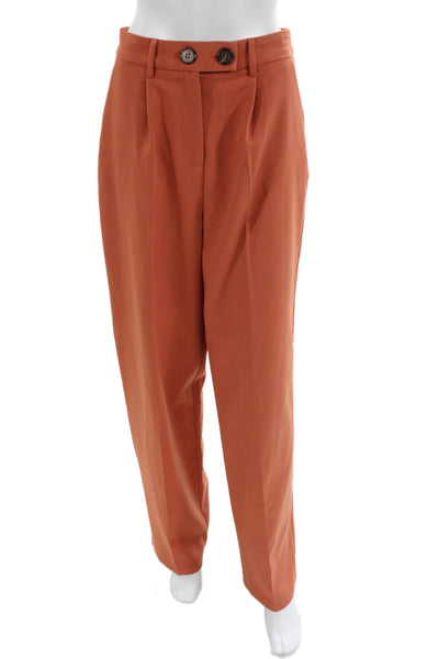 4th Reckless Womens Dress Pants Orange Polyester Solid Button Size M