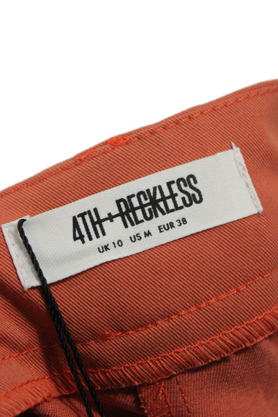 4th Reckless Womens Dress Pants Orange Polyester Solid Button Size M