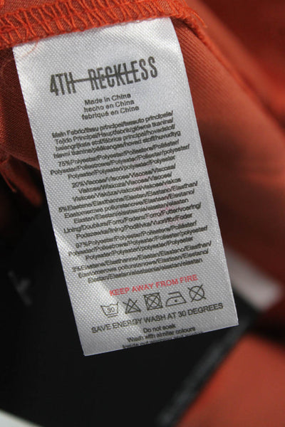 4th Reckless Womens Dress Pants Orange Polyester Solid Button Size M
