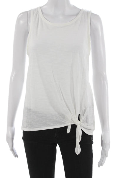 Theory Womens Basic Sleeveless Tank White Cotton Round Neck Size XS Petite