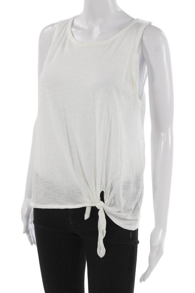 Theory Womens Basic Sleeveless Tank White Cotton Round Neck Size XS Petite