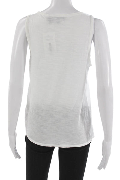 Theory Womens Basic Sleeveless Tank White Cotton Round Neck Size XS Petite